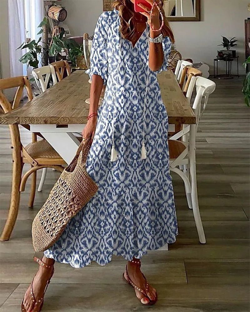 Lavinia | Boho Dress with Flattering Fit – Blue