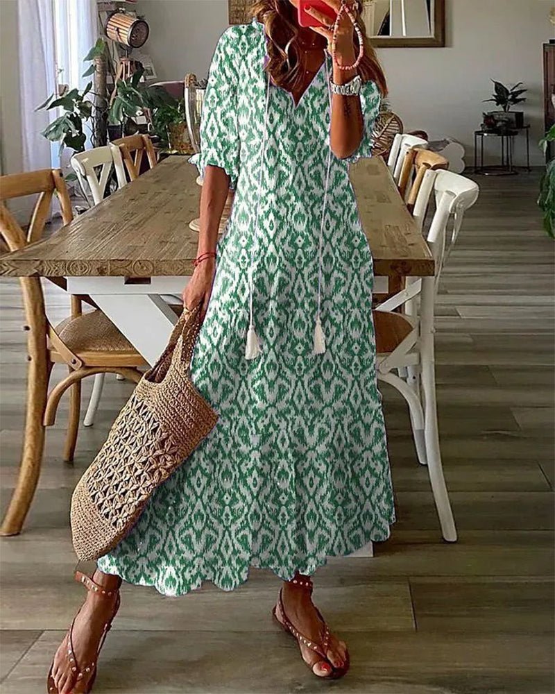 Lavinia | Boho Dress with Flattering Fit – Green