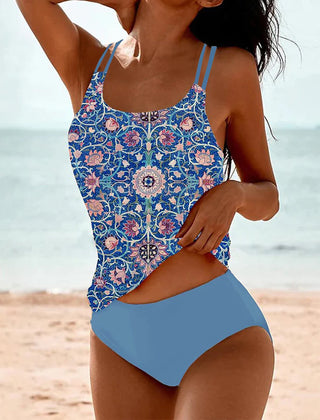 Saffron | Women's One Piece Swimsuit with Double Straps – Blue