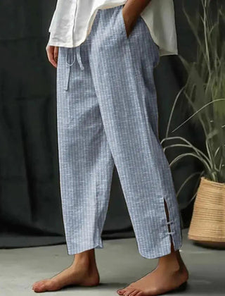 Ruby | Textured Drawstring Wide Pants – Blue