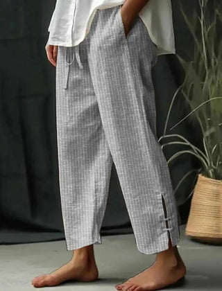 Ruby | Textured Drawstring Wide Pants – Grey