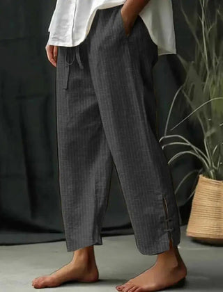 Ruby | Textured Drawstring Wide Pants – Black