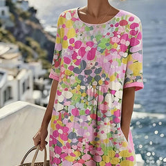 Mirabel | Floral Print Linen Midi Dress