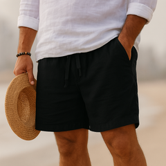 Fitz | Cotton Linen Blend Shorts – Black