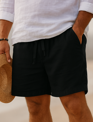 Fitz | Cotton Linen Blend Shorts – Black