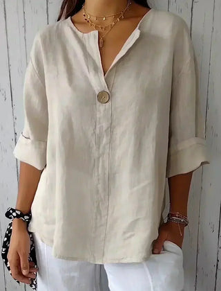 Juniper | Women's Casual V-Neck Blouse – Beige