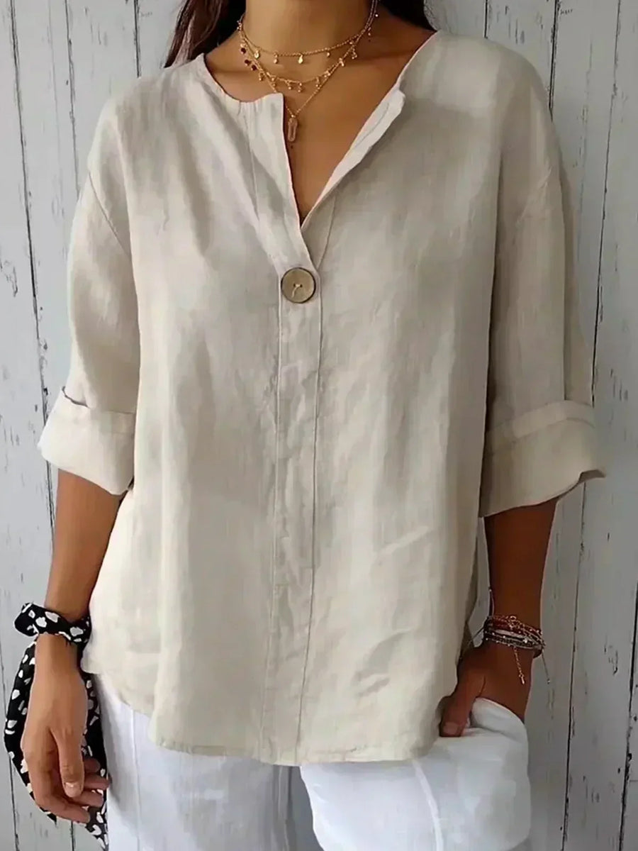 Juniper | Women's Casual V-Neck Blouse – Beige