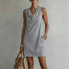 Nerys | Mini Dress with Pockets – Grey