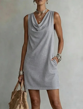 Nerys | Mini Dress with Pockets – Grey