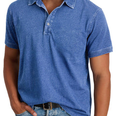 Harvey | Men's Classic Polo with Button Placket – Blue