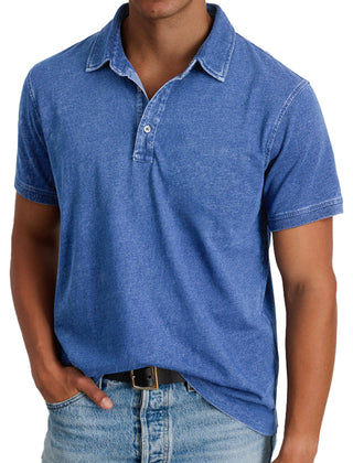 Harvey | Men's Classic Polo with Button Placket – Blue