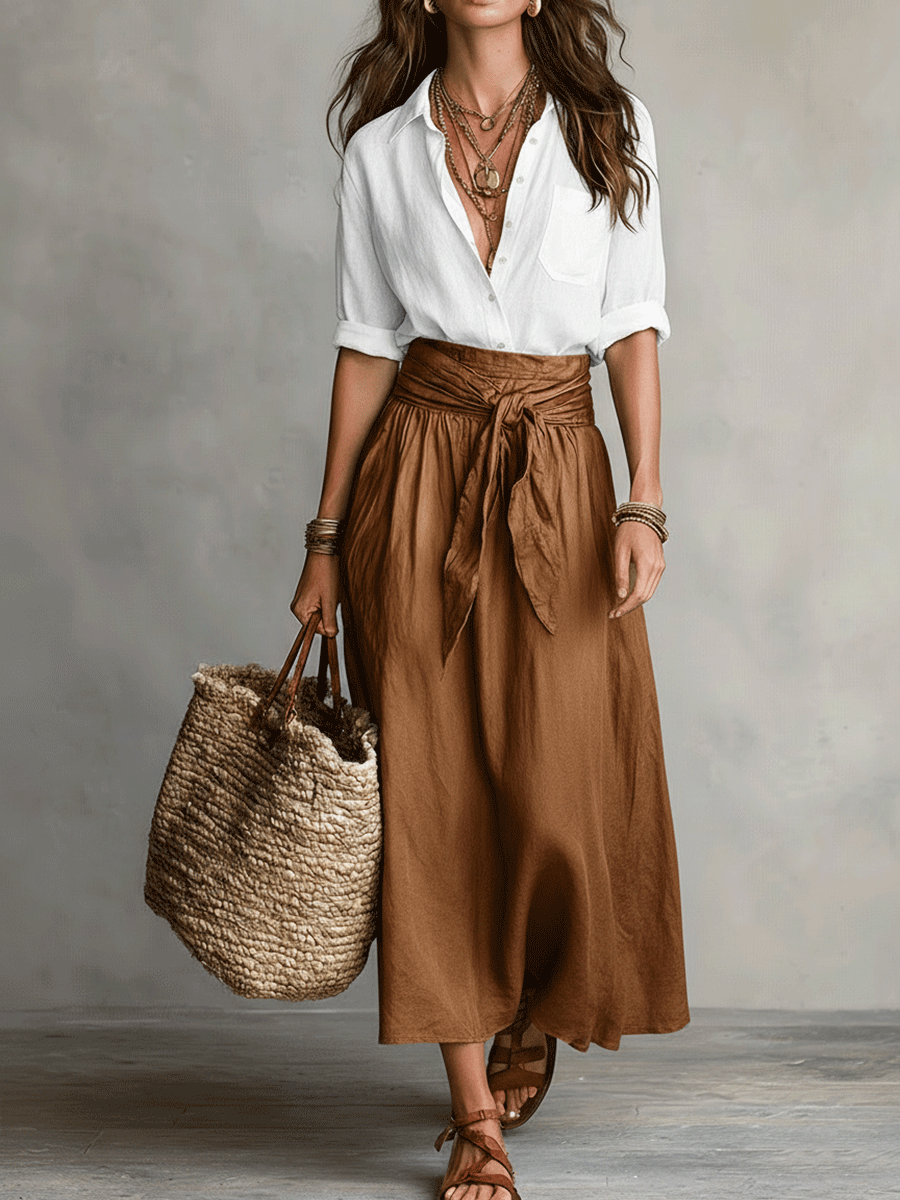 Quincey | Boho Skirt and Top Set – White
