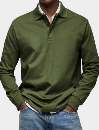 Angus | Classic Long Sleeve Polo – Military Green