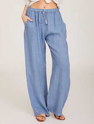 Elle | Wide Leg Drawstring Pants – Light Blue