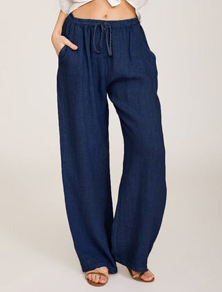 Elle | Wide Leg Drawstring Pants – Navy