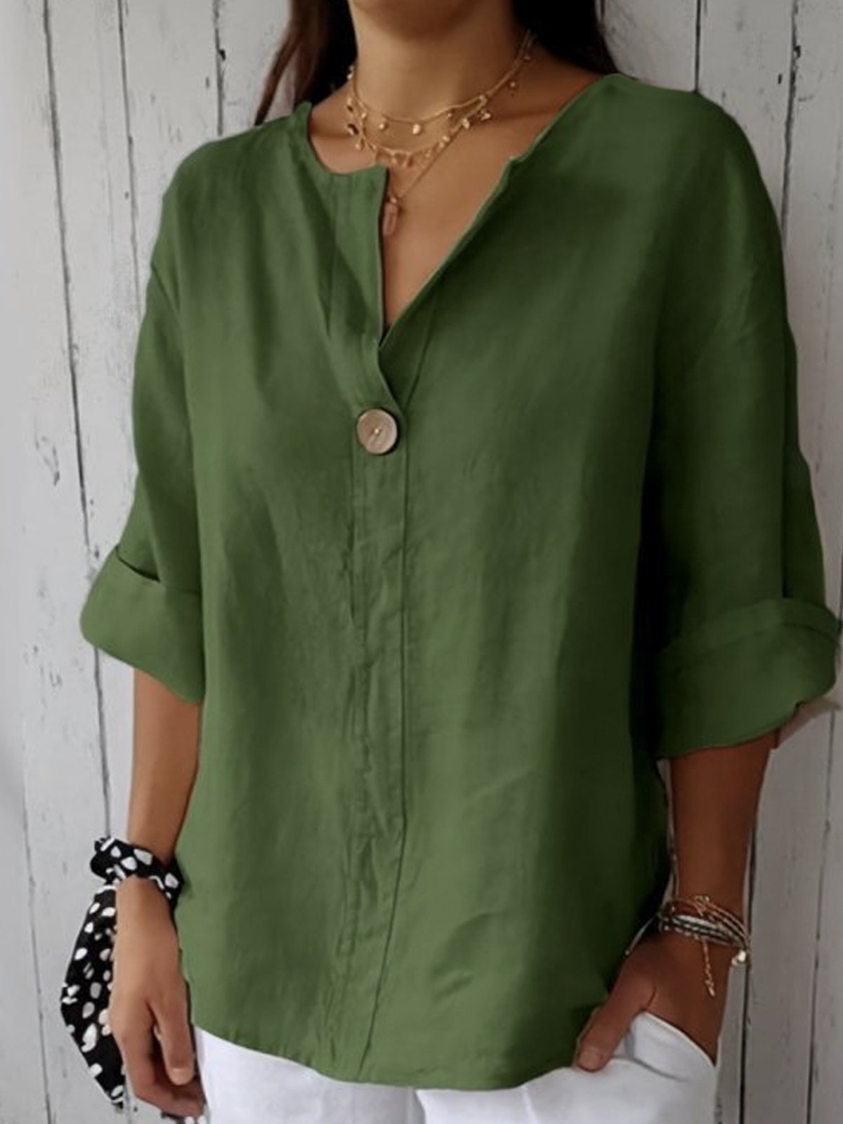 Juniper | Women's Casual V-Neck Blouse – Green