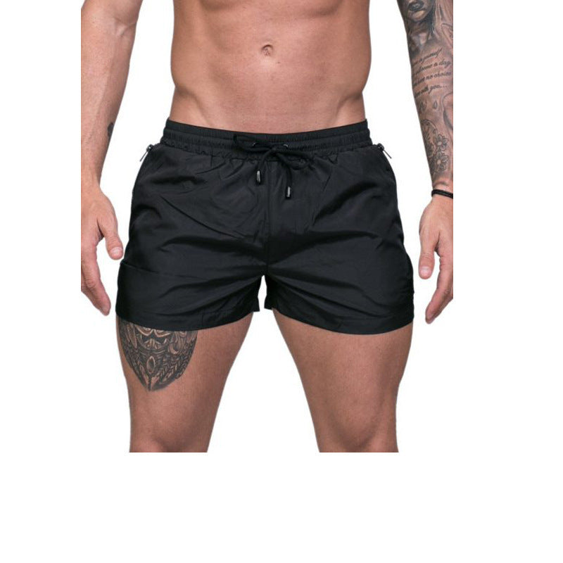 Percy | Sporty Quick-Dry Beach Shorts with Drawstring – Black