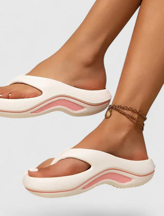 Romilly | Lightweight Foam Slide Sandals – White & Pink
