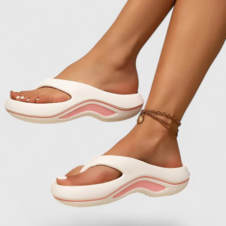 Romilly | Lightweight Foam Slide Sandals – White & Pink