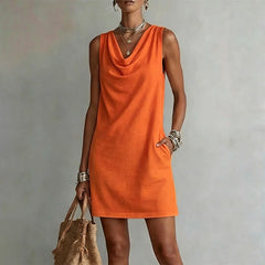 Nerys | Mini Dress with Pockets – Orange
