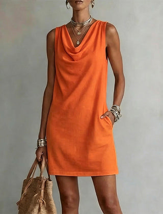 Nerys | Mini Dress with Pockets – Orange