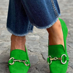 Ilse | Bold Loafers with Metal Detail – Green
