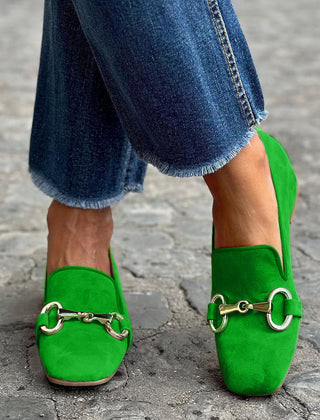 Ilse | Bold Loafers with Metal Detail – Green