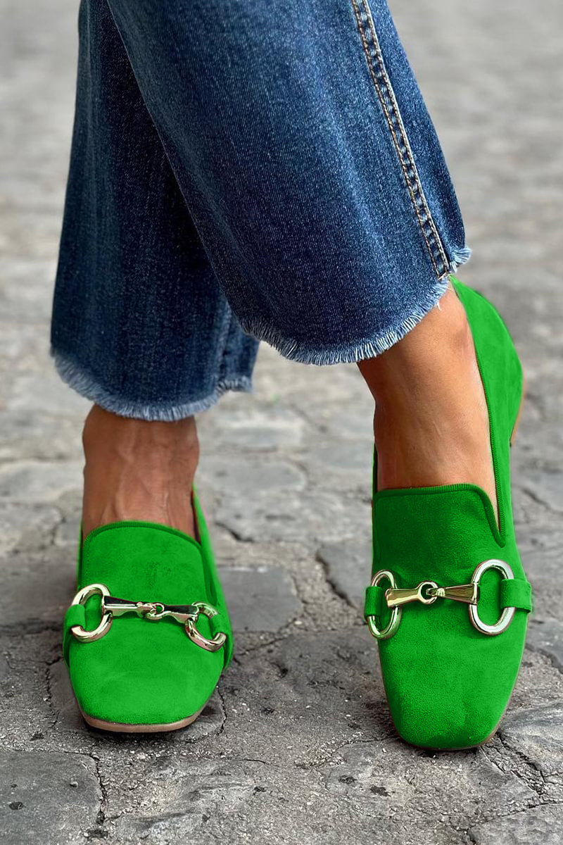 Ilse | Bold Loafers with Metal Detail – Green