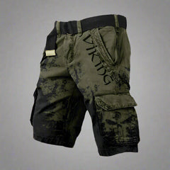 Silas | Men's Cargo Shorts with Contrast Panels – Green & Black