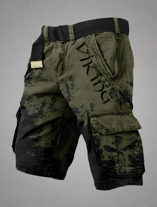 Silas | Men's Cargo Shorts with Contrast Panels – Green & Black