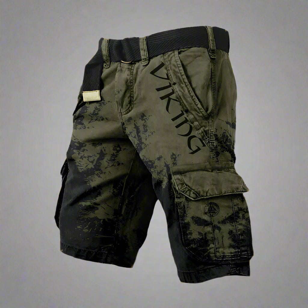 Silas | Men's Cargo Shorts with Contrast Panels – Green & Black