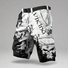 Silas | Men's Cargo Shorts with Contrast Panels – Black & White