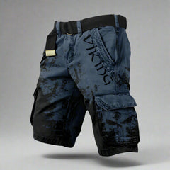 Silas | Men's Cargo Shorts with Contrast Panels – Navy & Black