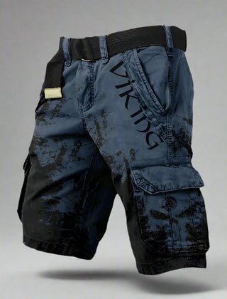 Silas | Men's Cargo Shorts with Contrast Panels – Navy & Black