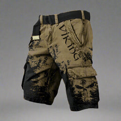 Silas | Men's Cargo Shorts with Contrast Panels – Black & Green