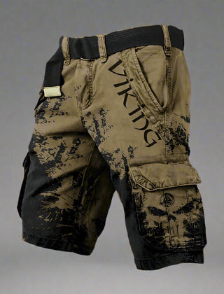 Silas | Men's Cargo Shorts with Contrast Panels – Black & Green