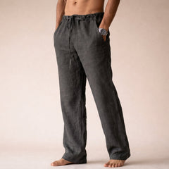 Fergus | Lightweight Linen Pants with Tailored Fit – Dark Grey