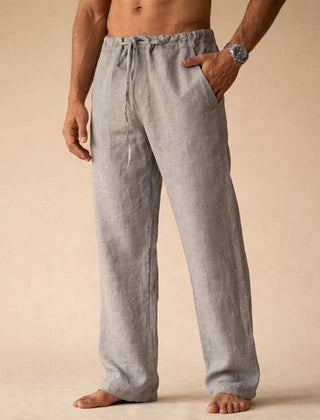 Fergus | Lightweight Linen Pants with Tailored Fit – Grey