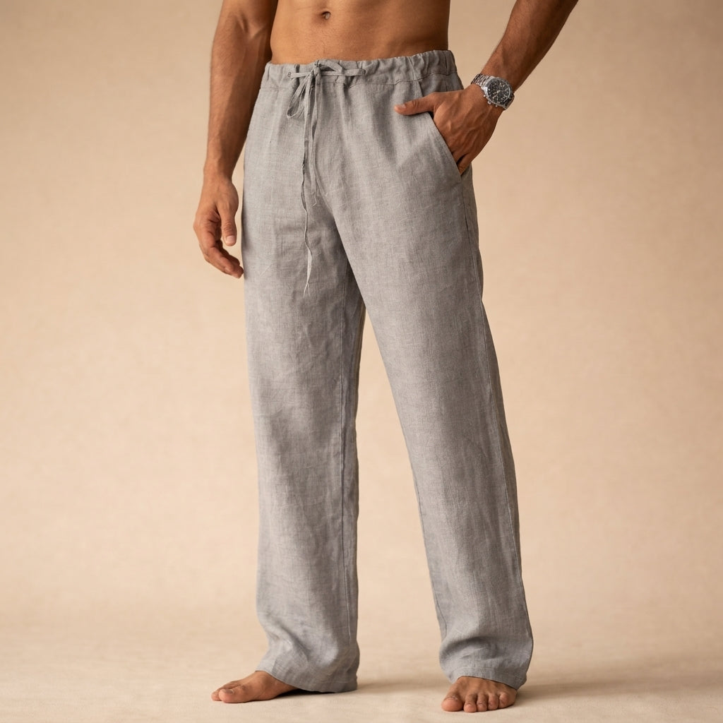 Fergus | Lightweight Linen Pants with Tailored Fit – Grey