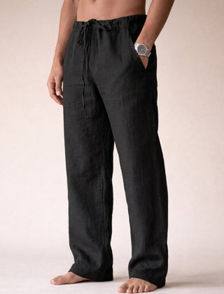Fergus | Lightweight Linen Pants with Tailored Fit – Black