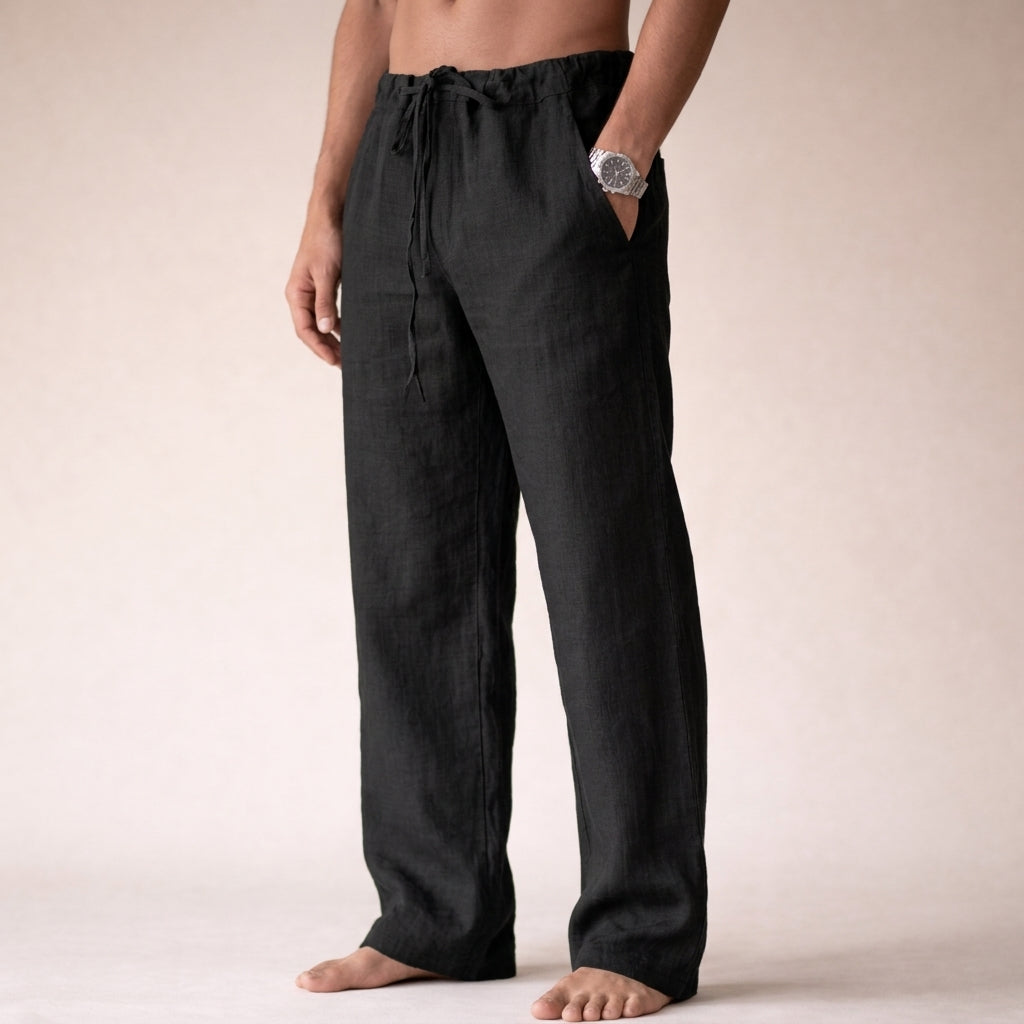 Fergus | Lightweight Linen Pants with Tailored Fit – Black
