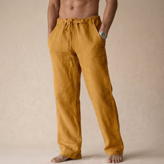 Fergus | Lightweight Linen Pants with Tailored Fit – Gold