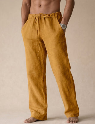 Fergus | Lightweight Linen Pants with Tailored Fit – Gold