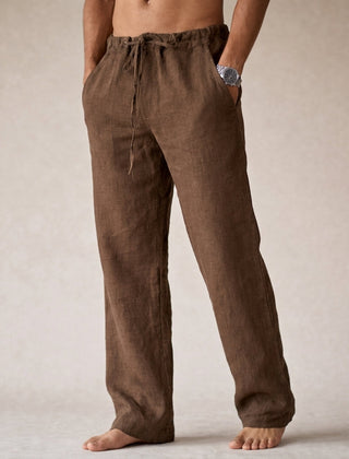 Fergus | Lightweight Linen Pants with Tailored Fit – Brown