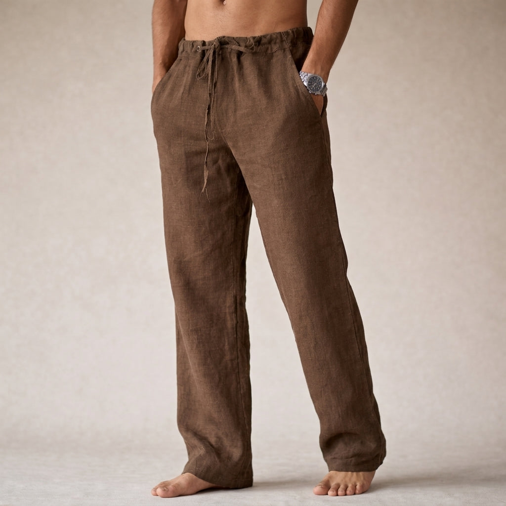 Fergus | Lightweight Linen Pants with Tailored Fit – Brown