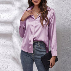 Odile | Satin Shirt with Relaxed Fit – Violet