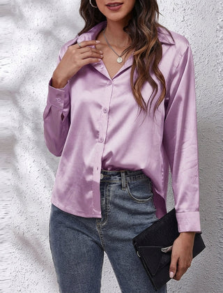 Odile | Satin Shirt with Relaxed Fit – Violet