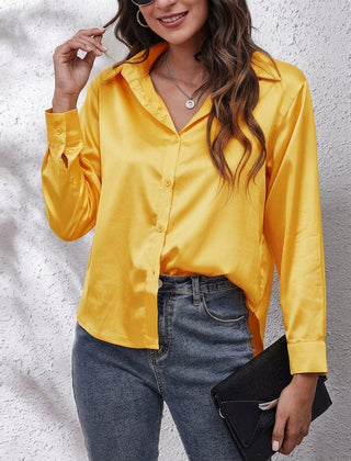 Odile | Satin Shirt with Relaxed Fit – Gold