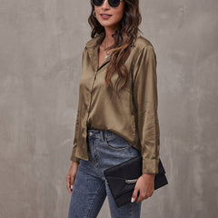 Odile | Satin Shirt with Relaxed Fit – Bronze