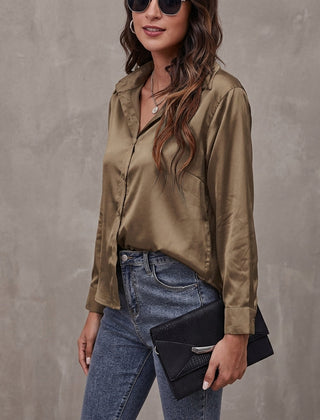 Odile | Satin Shirt with Relaxed Fit – Bronze